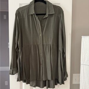 Olive Green Women's Button-Up Top